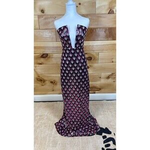 Ramy Brook Ramona geometric sequined strapless gown in a pink orchid Size 8 NWT!